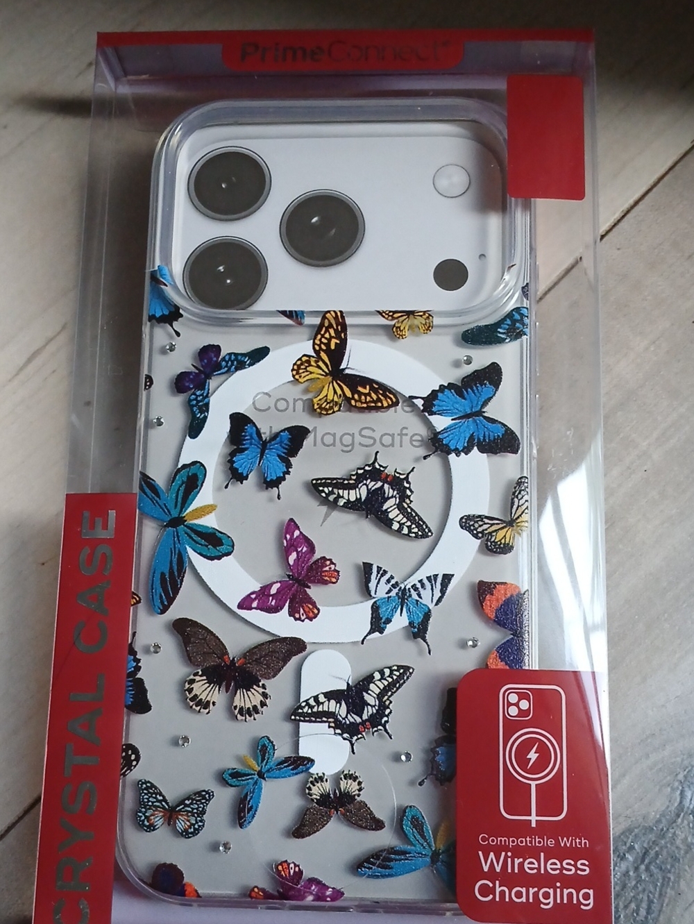 Clear Butterfly Crystal Phone Case Compatible with Wireless Charging For I PHONE